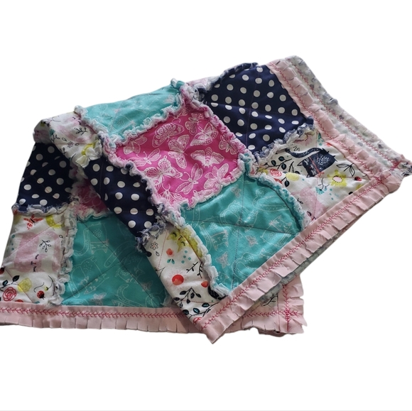 New Homemade Newborn Rag Quilt Security Blanket Doll Blanket Pet Blanket - Picture 8 of 13